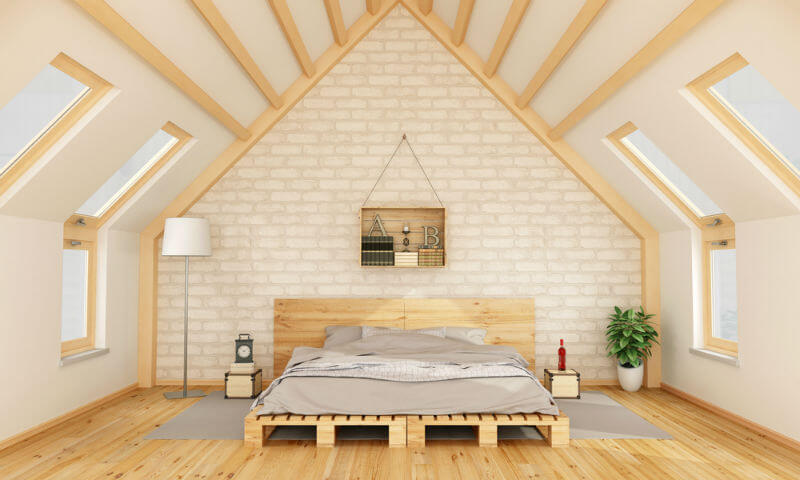 Brown Wood Pallet Double bed